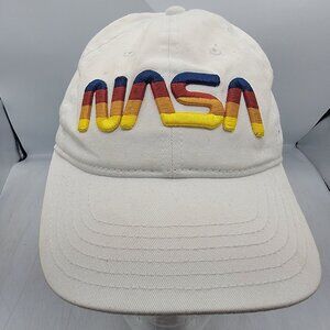 NASA Embroidered Logo White Hat Cap By Mad Engine Casual Lightweight Adjustable